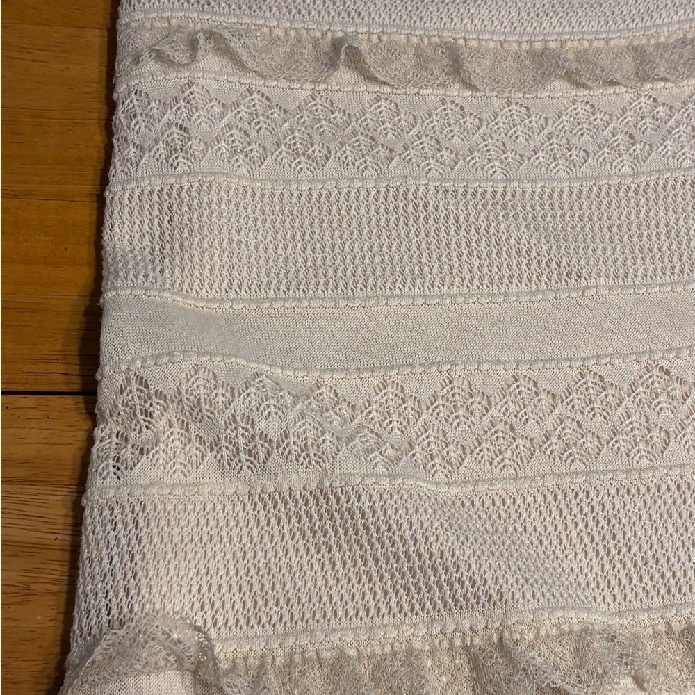 Zara cream white Crochet  Lace Knit Maxi Midi Dress Small Coastal Boho Chic - Picture 4 of 13